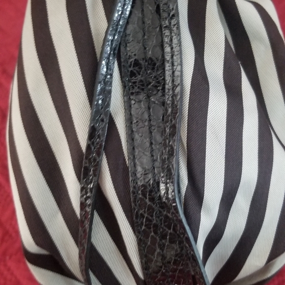 Henri Bendel Striped Sateen And Leather Hobo Convertible Crossbody- Large - Picture 6 of 13